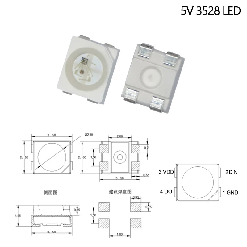 WS2812B 5V Addressable RGB LED SMD Chips – Full Color Pixel Addressable LED Chip Axl 5V 3528 LED 100Pcs