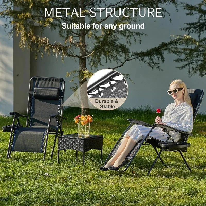 Zero Gravity Recliner Chair – Foldable Outdoor Lounge with Tray Outdoor Lounge Chair Axl