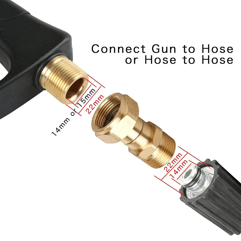 M22 14mm Brass Pressure Washer Swivel Joint Connector 360° Hose Swivel Connector Axl