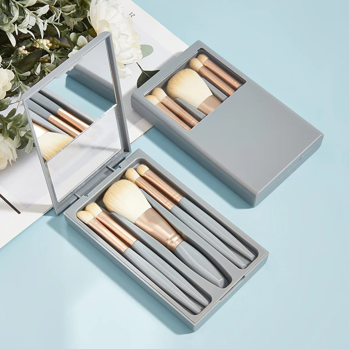 Professional Makeup Brush Set – Contour, Highlight & Eye Shadow Makeup Brush Set Axl Blue 5-Piece Makeup