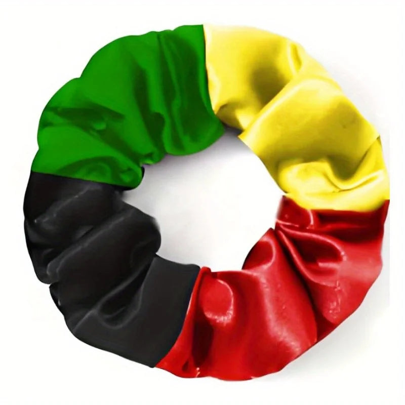 Rasta Satin Scrunchie – Silk-Like Hair Tie Guinea Flag Colors Satin Scrunchie Axl