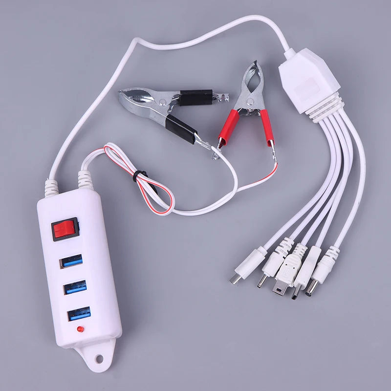 3-Port USB Clip Charger with Switch | Universal Battery Charger USB Clip Charger Axl
