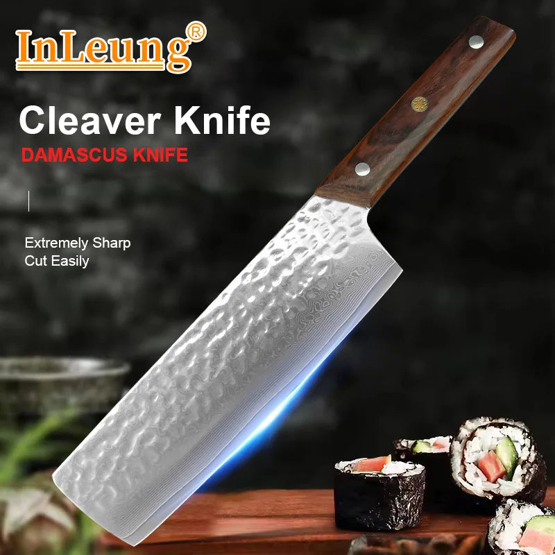 Damascus Kitchen Cleaver – Ultra Sharp Stainless Steel Chef Knife Kitchen Cleaver Knife Axl