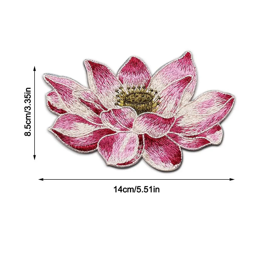 Lotus Flower Sew-On Embroidered Patch – DIY Fabric Appliqué Embroidered Sew-On Patch Axl