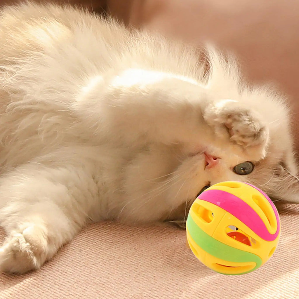 Interactive Cat Bell Ball Toy – Colorful Hollow Rattle for Kittens Cat Ball Toy Axl