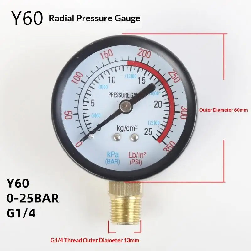 Air Compressor Pressure Gauge 0-10/0-12/0-25 Bar | DIY Tool Pressure Gauge Axl A5