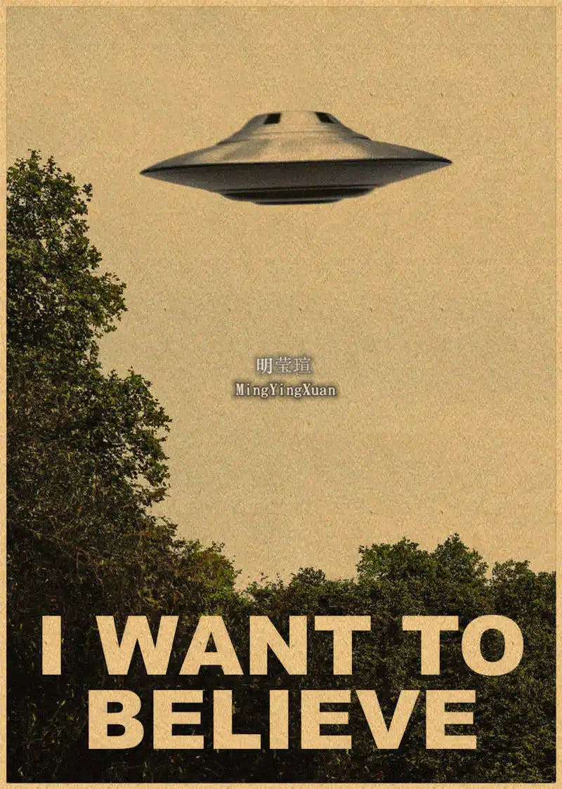 X-Files "I Want to Believe" UFO Alien Vintage Kraft Poster Vintage Wall Poster Axl 14 42x30cm