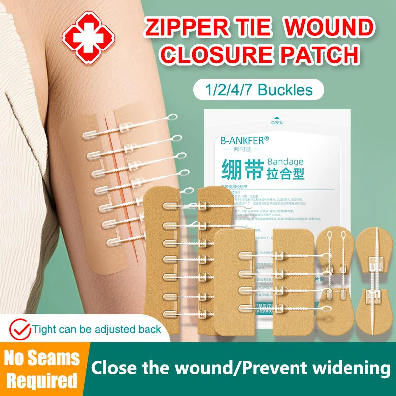 Zipper Wound Closure Patch – Sutureless Hemostatic Bandage Wound Closure Bandage Axl
