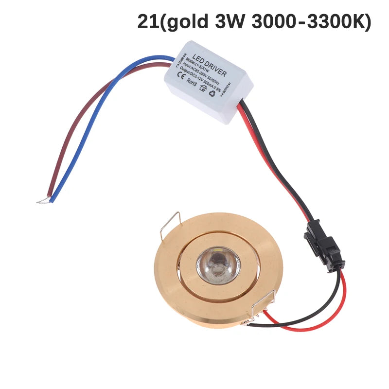 Mini LED Recessed Downlight 1W 3W Dimmable Ceiling Spot Light LED Recessed Downlight Axl gold 3W light 3