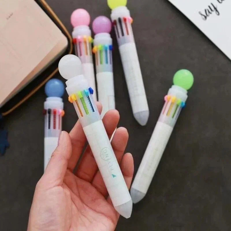 10-Color Kawaii Ballpoint Pen Set for Kids, Students & Office Ballpoint Pen Set Axl