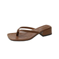 Women's Square High Heel Slides – Open Toe Summer Mules High Heel Slides Axl Brown -1 42