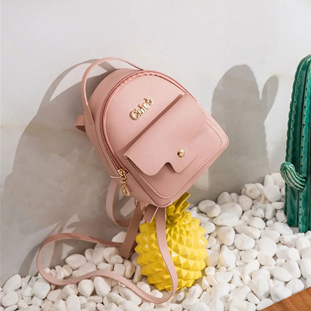 Women's Mini PU Leather Backpack – Casual Small Bookbag Mini Leather Backpack Axl