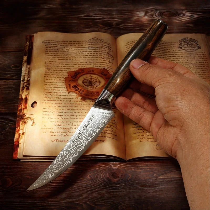 Damascus Steel VG10 Kitchen Knife – Ebony Handle | 12.5" Blade Damascus Kitchen Knife Axl