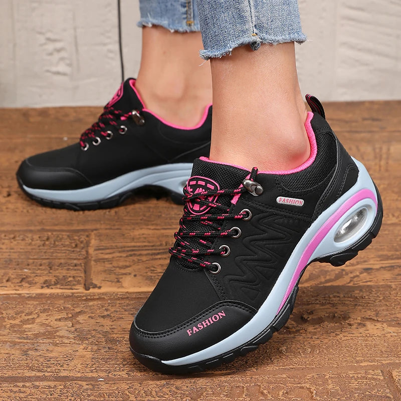AZGB Women's Platform Vulcanized Sneakers – Breathable Lace-Up Platform Sneakers Axl black 36