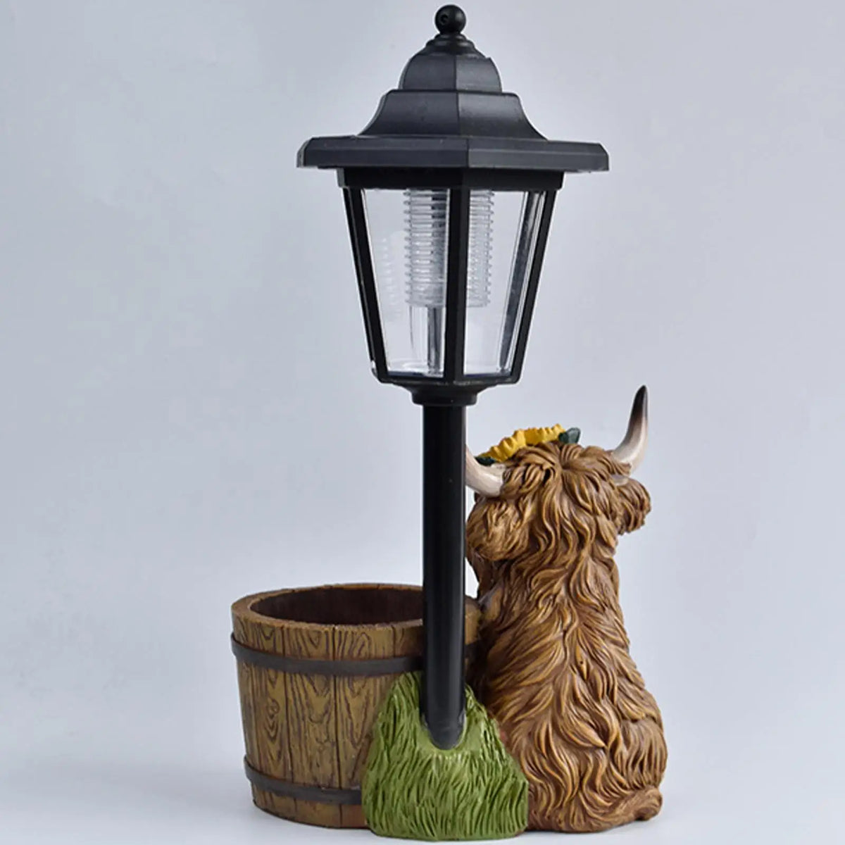 Solar Cow Lantern with Planter – Outdoor Garden Light Statue Solar Garden Lantern Axl