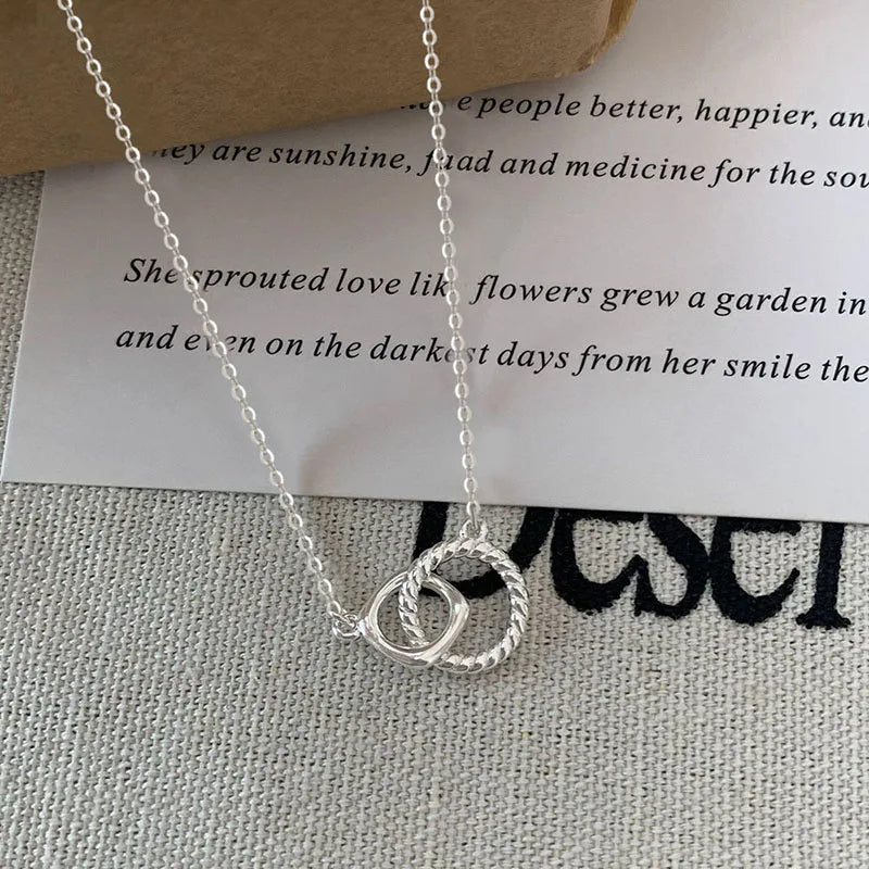 Huitan Linked Circle Pendant Necklace | Geometric Women's Jewelry Pendant Necklace Axl