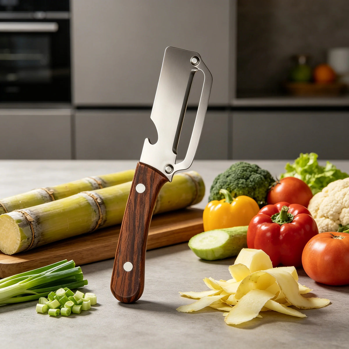 Sugarcane Peeling Knife – Stainless Steel Fruit & Veg Peeler Kitchen Peeling Knife Axl