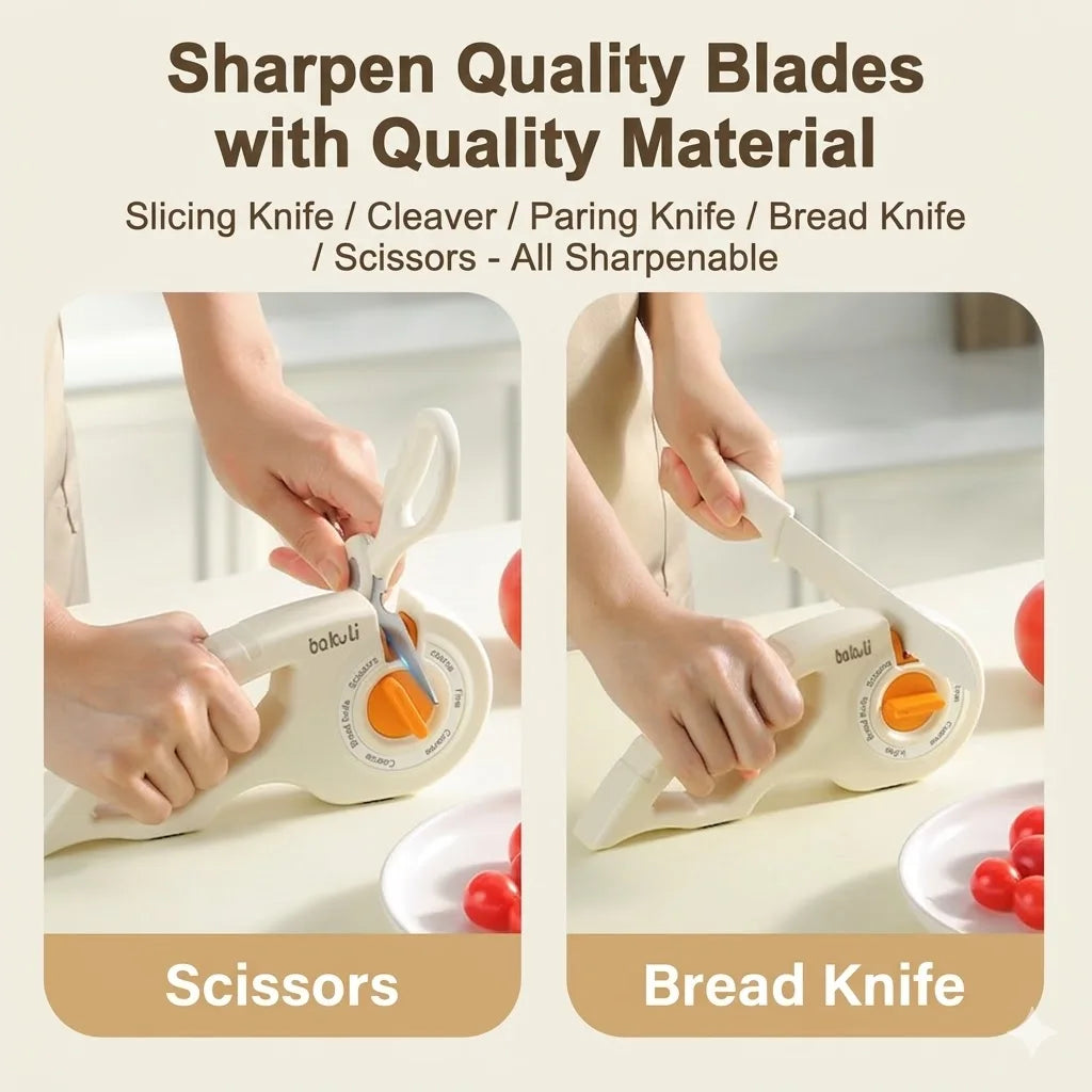PLYS 6-Mode Knife & Scissor Sharpener | Non-Slip Kitchen Tool Knife Sharpener Axl