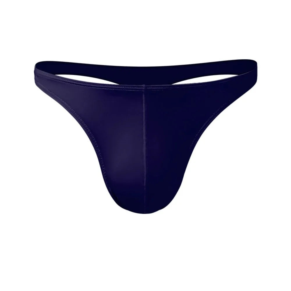 Men's Ice Silk Thong Underwear – Soft Low-Rise Nylon Briefs Men's Thong Underwear Axl Dark Blue 1XL