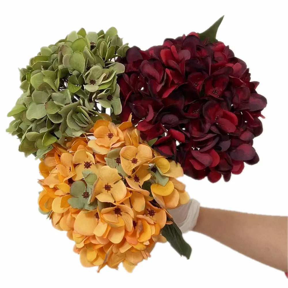 Faux Silk Hydrangea Stem – Autumn Colors | Wedding & Home Decor Artificial Flower Stem Axl