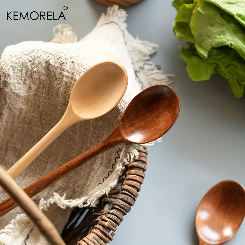 4-Piece Korean Style Natural Wood Spoon Set | Kitchen Tableware Wood Kitchen Spoons Axl
