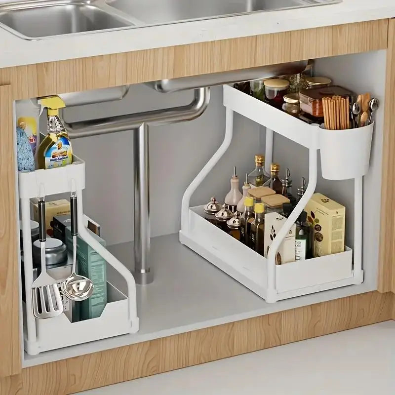 2-Tier Pull-Out Storage Drawers – Kitchen & Bathroom Organizer Pull-Out Storage Drawer Axl
