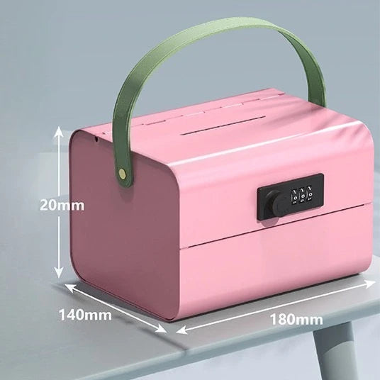 Metal Piggy Bank Password Lock Safe – Kids Money Saving Box Metal Money Box Axl Pink