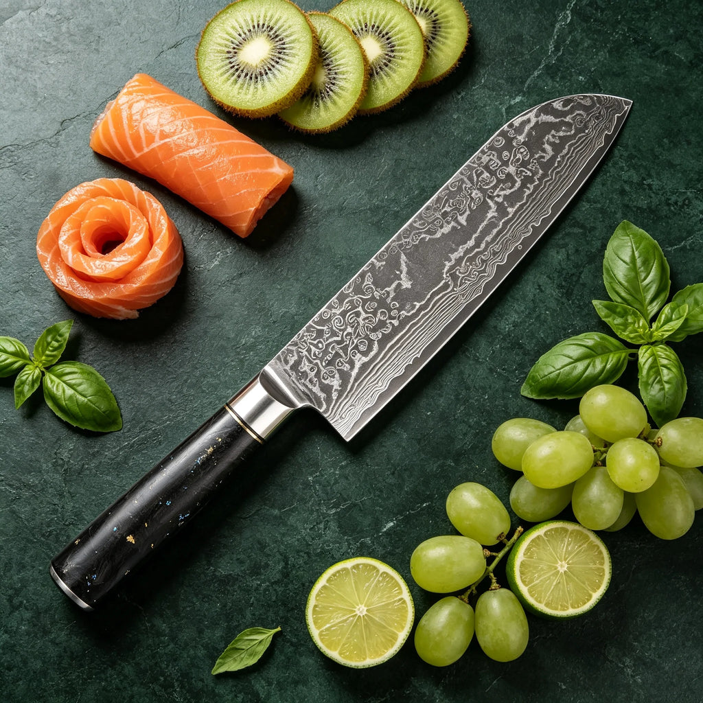 Damascus Steel 67-Layer Santoku Chef Knife – Sharp & Durable Damascus Santoku Knife Axl