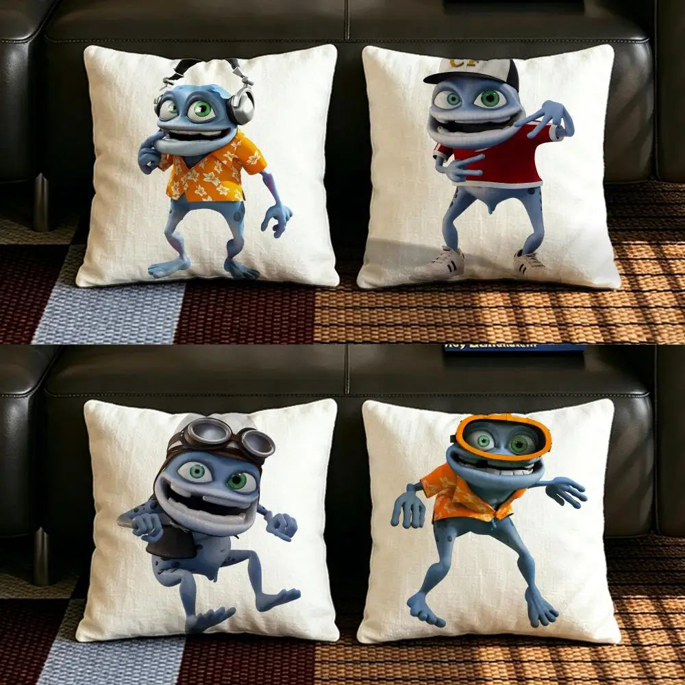 Cartoon Frog Linen Cushion Cover – Sofa, Bed & Chair Décor Decorative Cushion Cover Axl