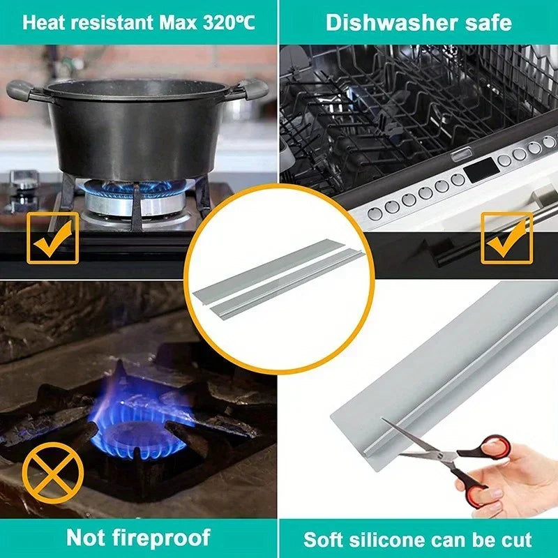 Silicone Stovetop Gap Strips – Clear Kitchen Counter Filler Kitchen Gap Filler Axl