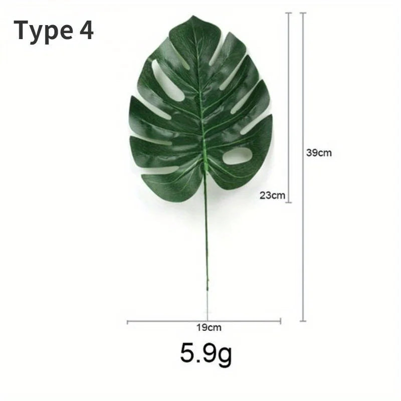 Artificial Tropical Palm & Monstera Leaves | Hawaiian Party Decor Artificial Tropical Leaves Axl Fluorescence Yellow