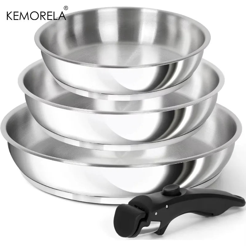 KEMORELA 316 Stainless Steel Stackable Pot Set – Induction Safe Stackable Cookware Set Axl