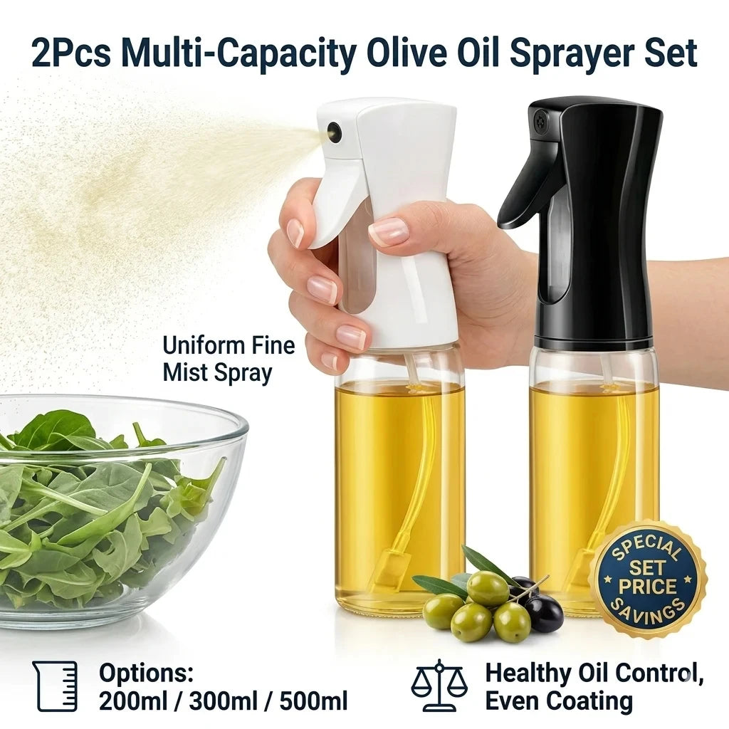 220ml Oil Sprayer Bottle 2-Pack – Kitchen & BBQ Mist Dispenser Oil Spray Bottle Axl