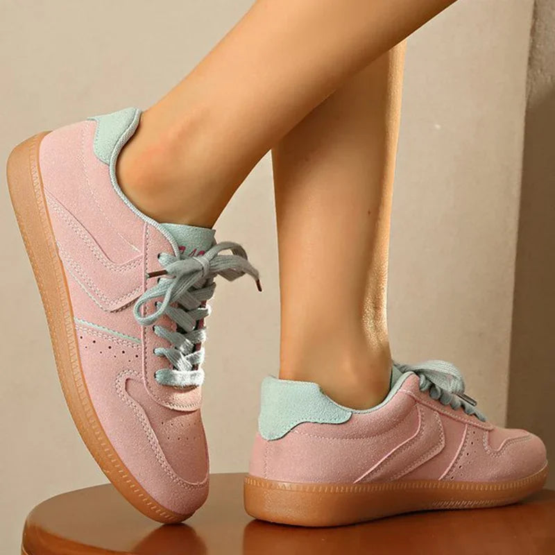 Women's Lace-Up Suede Sneakers – Casual Flat Shoes Sizes 35–44 Women's Casual Sneakers Axl