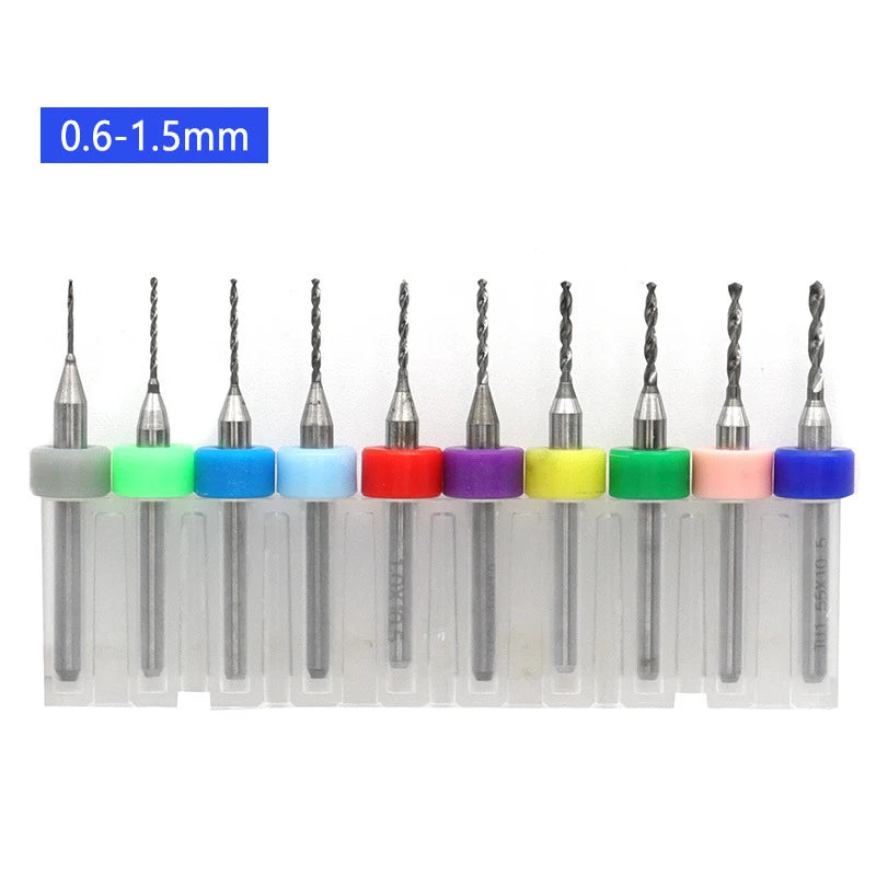 10-Pc Tungsten Carbide Micro Drill Bits Set for PCB & Rotary Tool Micro Drill Bit Set Axl A2