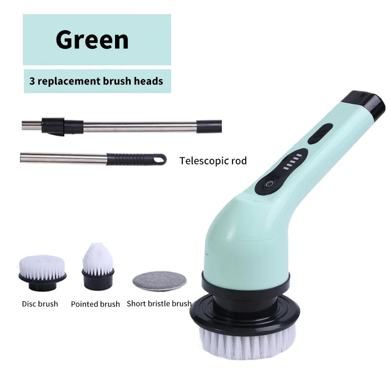 BALASHOV 9-in-1 Electric Spin Scrubber – Kitchen & Bath Electric Spin Scrubber Axl Green 3 heads