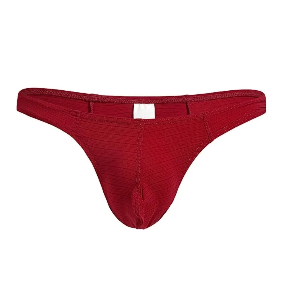 Men's Ice Silk Thongs – Breathable Low Waist Nylon Briefs Men's Thong Underwear Axl Red 2XL