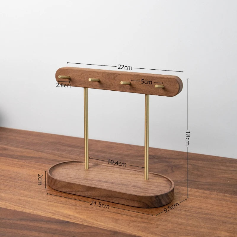Walnut 2-Tier Desktop Storage Rack – Jewelry & Key Organizer Desktop Storage Rack Axl Walnut Storage Racks