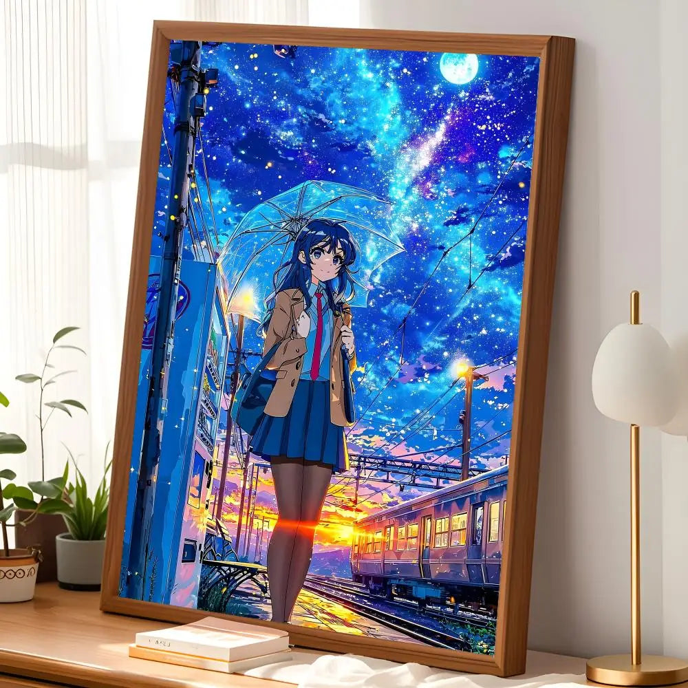 Anime Sakurajima Mai Self-Stick HD Wall Poster | Waterproof Decor Anime Wall Poster Axl