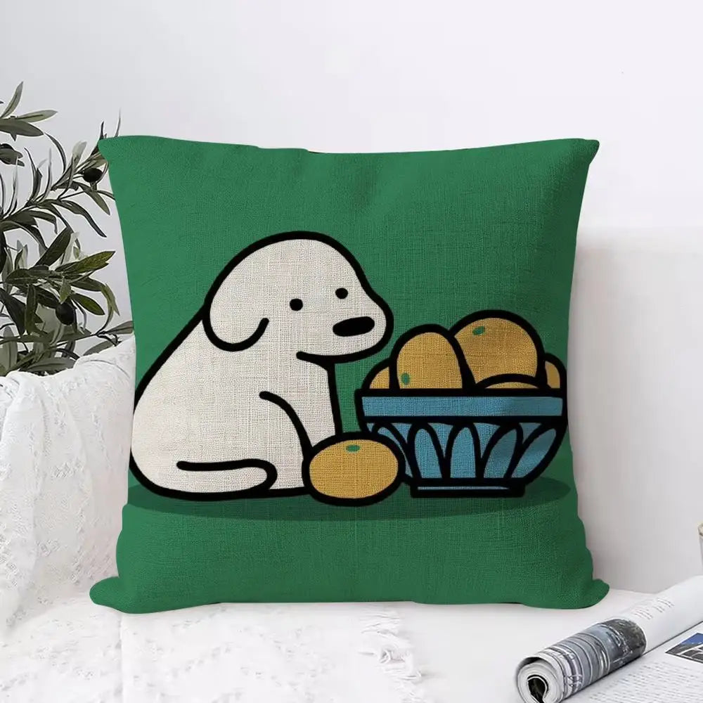 Linen Cotton Cushion Cover Animal Print | Hidden Zipper Pillowcase Cushion Cover Axl White1 50X50cm