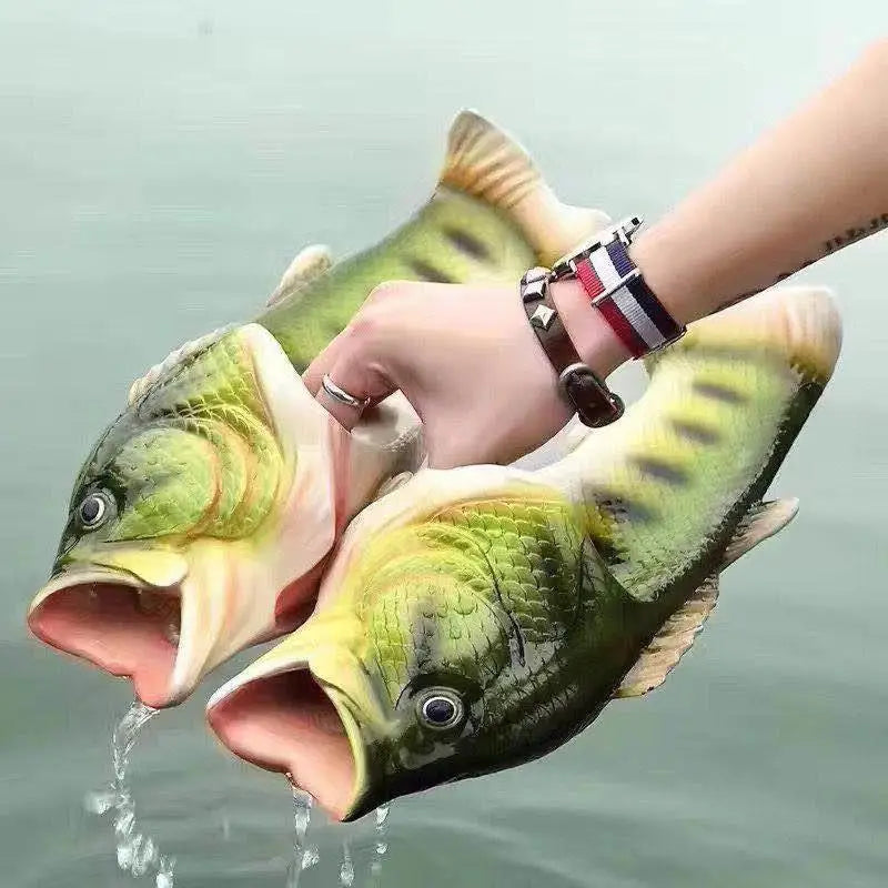 Lorilury Fish Slippers – Novelty Animal Flip Flops, Plus Size Novelty Slippers Axl Green CN 44-45 foot 26.5cm