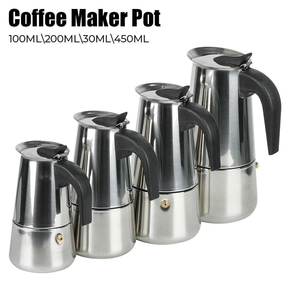 Stainless Steel Moka Pot – Stovetop Espresso Maker 2–9 Cup Stovetop Moka Pot Axl