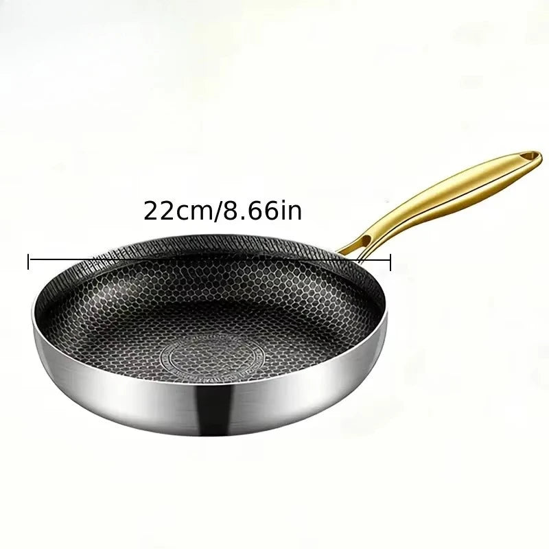 KEMORELA 316 Stainless Steel Non-Stick Honeycomb Skillet Wok Non-Stick Skillet Axl 22cm