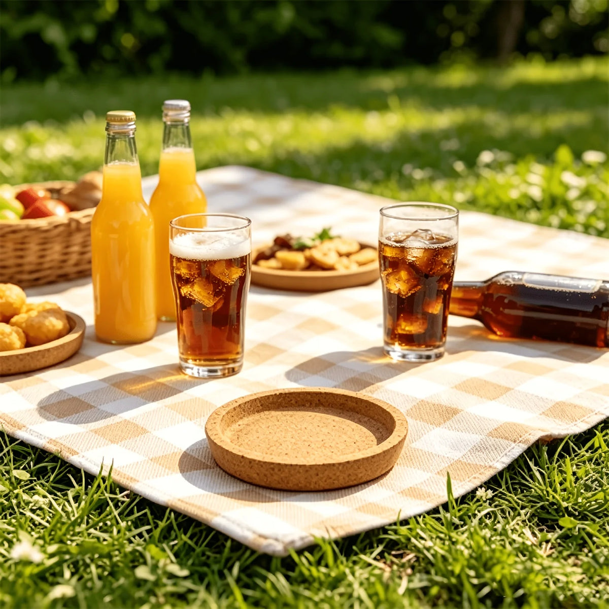 7-Pack Cork Coasters with Holder – Absorbent & Non-Slip Cork Coaster Set Axl