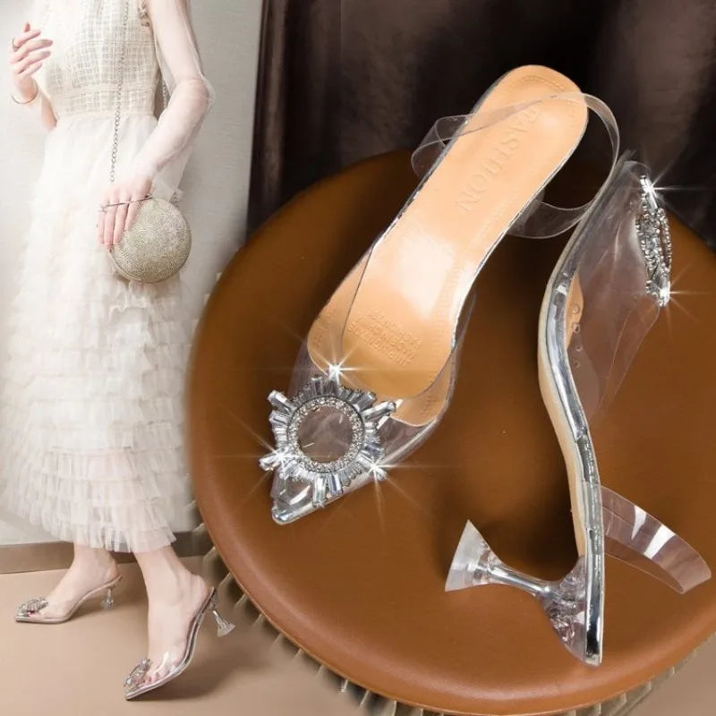 Women's Clear Stiletto Heel Sandals – Elegant Party Pumps Stiletto Heel Sandals Axl 38 Silver 9cm