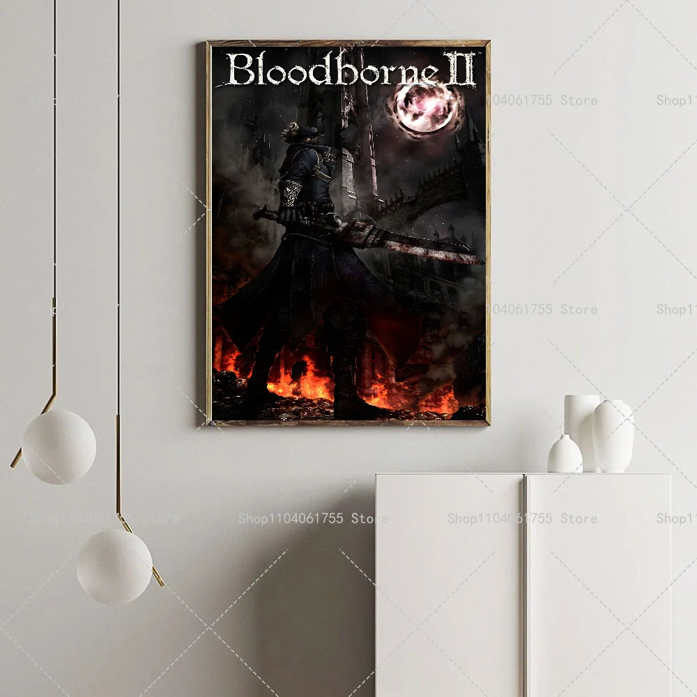 Bloodborne Game Poster – Waterproof Self-Adhesive Wall Art Sticker Wall Art Poster Axl