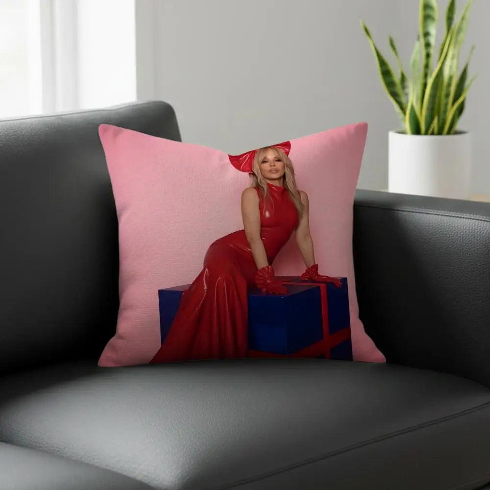 Kylie Minogue Christmas Linen Cushion Cover | Sofa Pillowcase Decorative Cushion Cover Axl White3 30X30cm