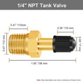 Brass Schrader Fill Valve 1/4 NPT 1/8 NPT M10 | Air Tank Tire Air Tank Fill Valve Axl 1-4 NPT-Extended