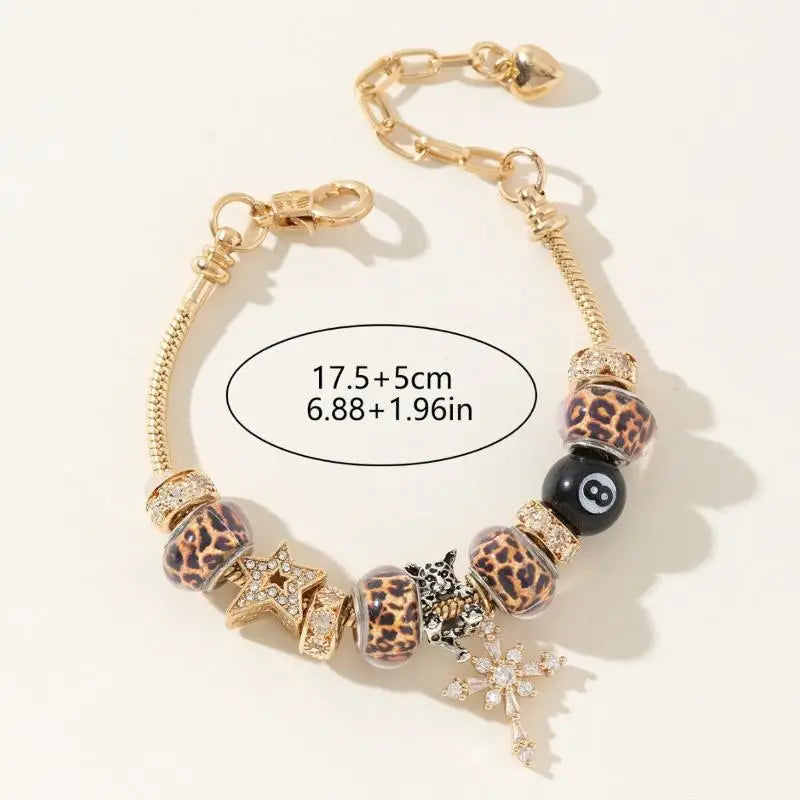 Leopard Print Starry Night Beaded Bracelet – Women's Luxury Beaded Bracelet Axl One Size