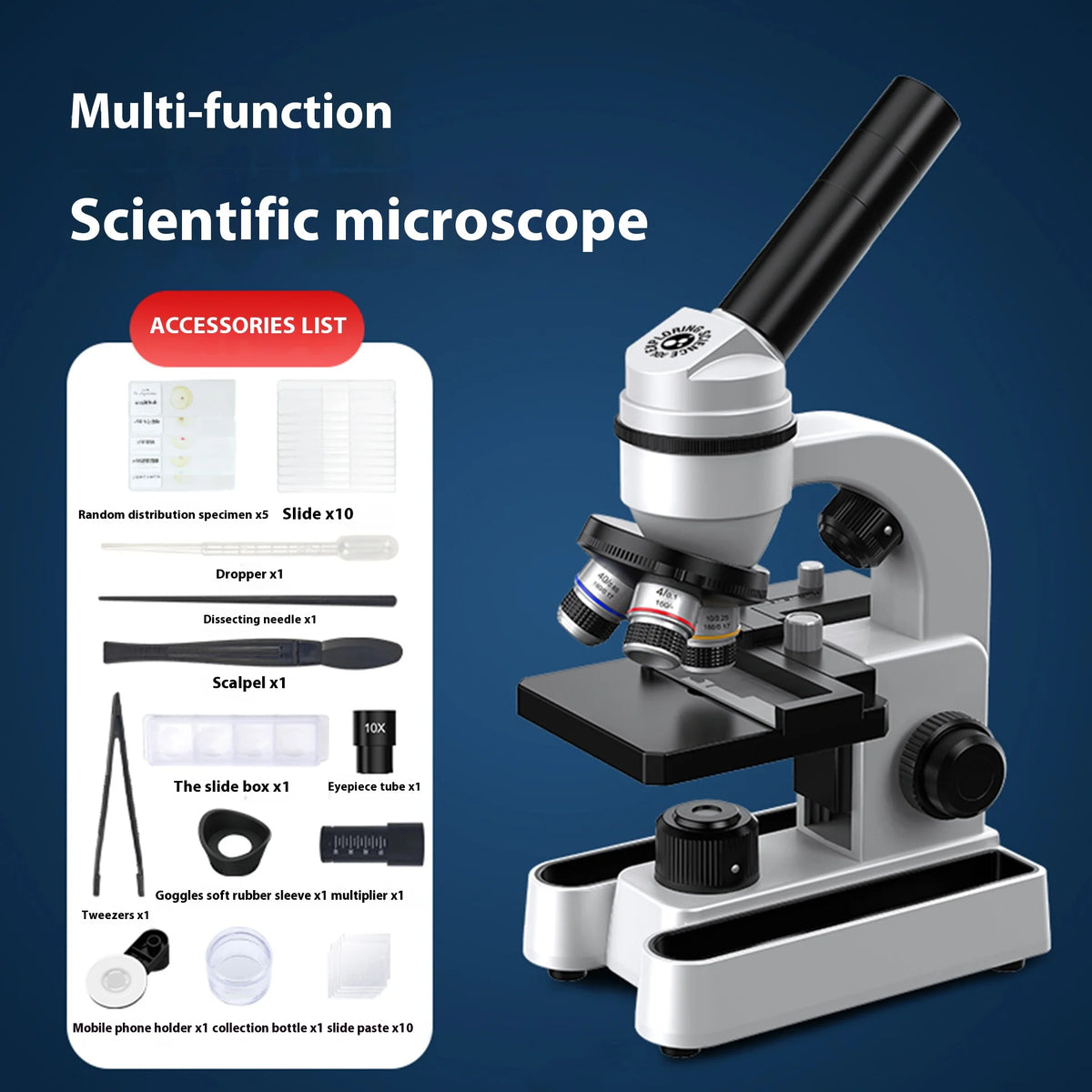 Single Eye Biological Microscope 40–1600x | Lab & Science Biological Microscope Axl with vernier caliper
